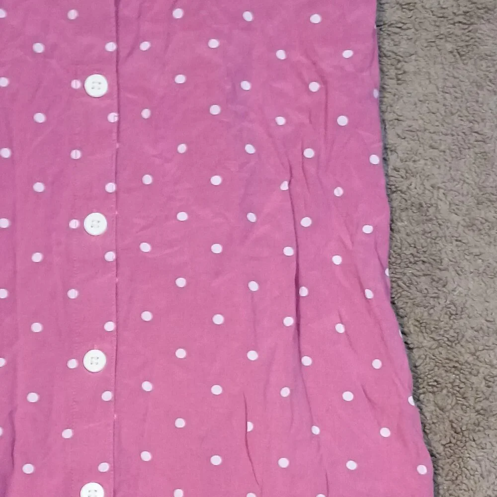 Gap Kids Dress Girls XXL 14-16 Pink White Polka Dot Button Front Tank Strap Sund